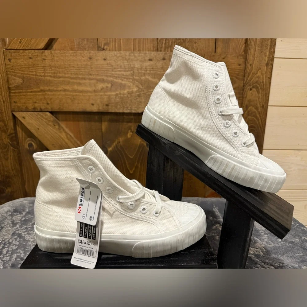 Superga White High-Top Sneakers with Chunky Sole - Picture 3 of 6